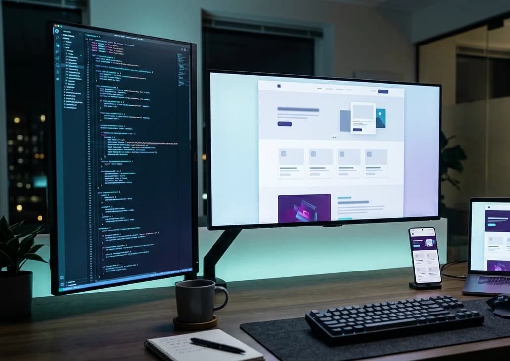 A design workbench with prototype models